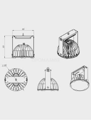 Размеры светильника FHB 14-230-840-D60